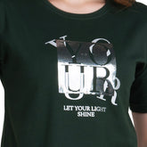 Astron – Women’s Magyar Sleeve Green Color Cotton T-Shirt